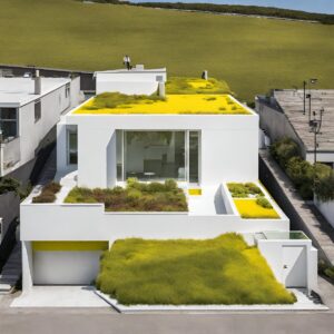 黄緑と白の家